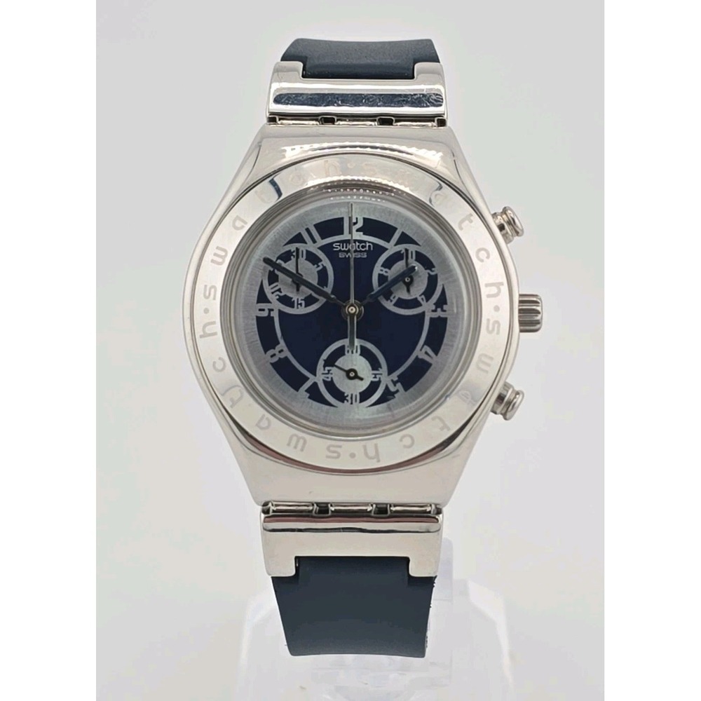 Vtg Y2K Swatch Irony "Medium" Chronograph Quartz Swiss Unisex 35mm Watch YMS104P